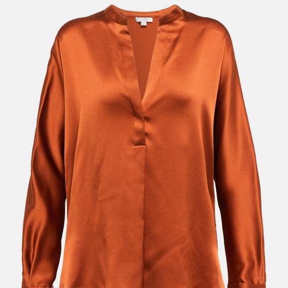 Vince 100% Silk Rust Orange Silk Blouse - Picture 11 of 11